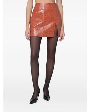 ANDAMANE Crinkled-Effect Side-Slit Mini Skirt - Orange