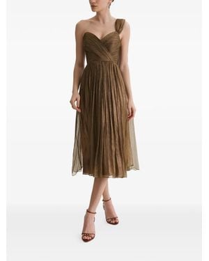 Framboise Kassia Plissé-Effect One-Shoulder Midi Dress - Natural