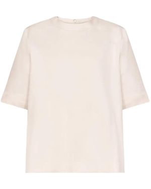 Loulou de Saison Remo Blouse Met Korte Mouwen - Naturel