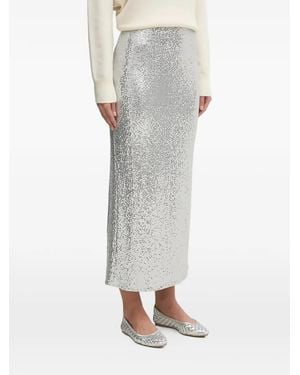 Benetton Sequin-Embellished Midi Skirt - Gray