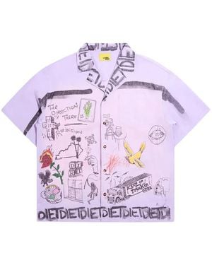 DIET STARTS MONDAY Doodle-Print Button-Up Shirt - Purple