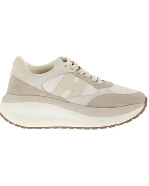 Hogan Maxi I Active Lace-Up Suede Trainers - White