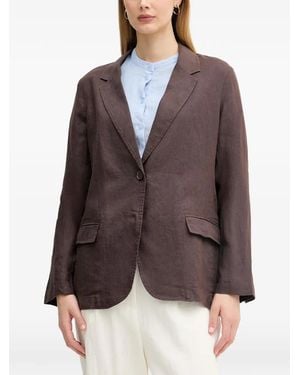 Benetton Single-Breasted Linen Blazer - Brown