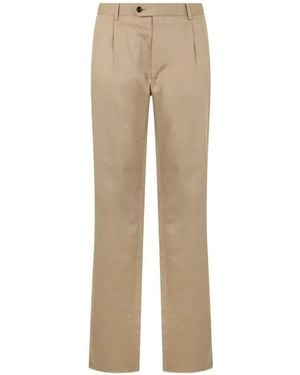 Moorer Straight-Leg Pleated Pants - Natural