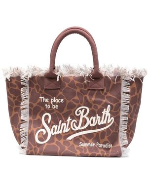 MC2 Saint Barth Giraffe-Print Frayed Tote Bag - Pink
