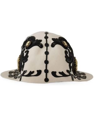 Dolce & Gabbana Embroidered Cameo-Detail Hat - Black