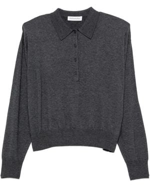 Frankie Shop Padded-Shoulder Polo Top - Gray