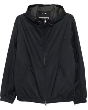 Canali Hooded Zip-Up Jacket - Black