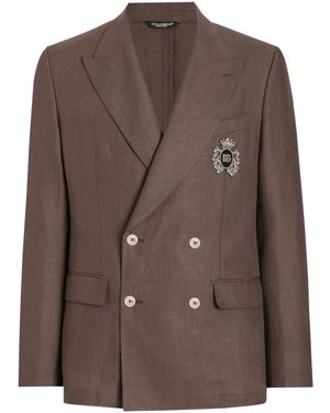 Dolce & Gabbana Crest-Appliqué Blazer - Brown