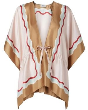 Fendi Wave-Print Silk Poncho - Multicolour