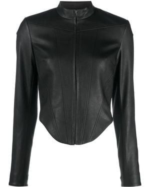 MISBHV Corset Faux-Leather Biker Jacket - Black