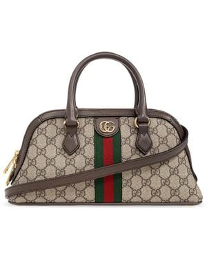 Gucci Kleine Handtasche Aus Leder "ophidia" - Braun
