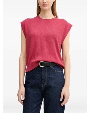 Benetton Ribbed-Knit Sleeveless Jumper - Red