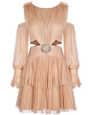 IMROSKA Daisy Cut-Out Embellished Mini Dress - Pink