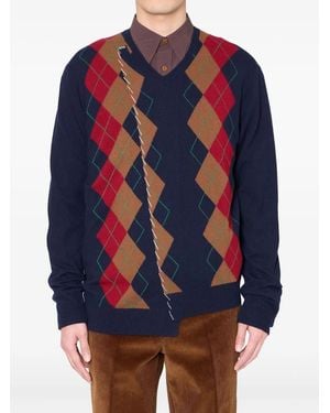 Kolor Maglione A Rombi Con Scollo A V - Blu