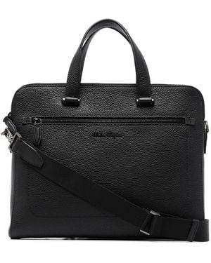 Ferragamo ロゴプレート ビジネスバッグ - ブラック