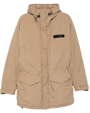 Aspesi Hooded Logo-Patch Jacket - Natural