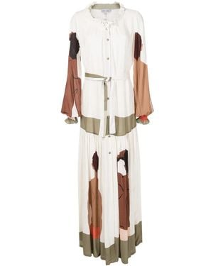 Amir Slama Graphic-Print Long-Sleeve Maxi Dress - Natural