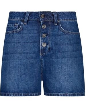 Liu Jo Buttoned Cotton Shorts - Blue