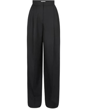 Nina Ricci Pleated-Motif Wool Gabardine Pants - Black