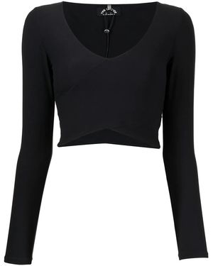 The Upside Long-Sleeve V-Neck Crop Top - Black
