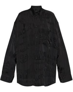 Balenciaga Logo-Pattern Shirt - Black