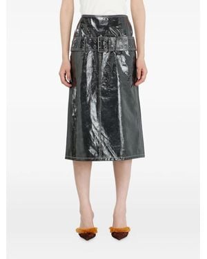 DIESEL Falda Midi Con Cinturón - Gris