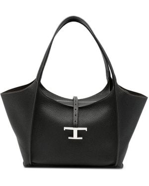 Tod's Bolso Shopper T Timeless Pequeño De Piel - Negro
