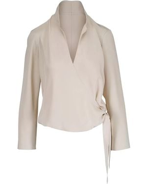 Peter Cohen Tie Wrap Silk Blouse - Natural