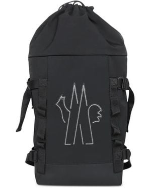 Moncler Logo-Embossed Drawstring Backpack - Black