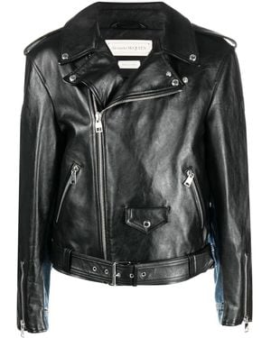 McQueen Bikerjacke Mit Kontrasteinsätzen - Schwarz