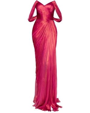 IRIS SERBAN Ganya Ruched Off-The-Shoulder Maxi Dress - Pink