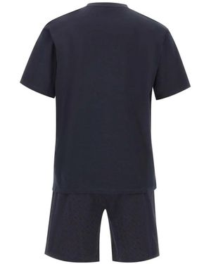 BOSS Monogram-Print Cotton Pyjamas - Blue