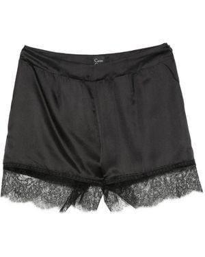 Carine Gilson Lace-Trim Satin Shorts - Black