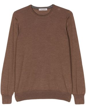 Fileria Fine-Knit Brushed Jumper - Brown