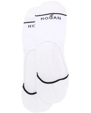 Hogan Logo-Intarsia No-Show Socks - White