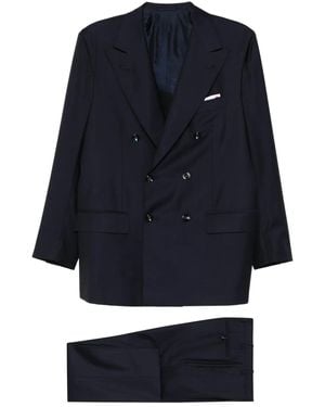 Kiton Double-Breasted Wool Suit - Blue