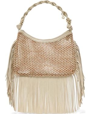 Maje Bolso De Hombro Con Flecos - Neutro