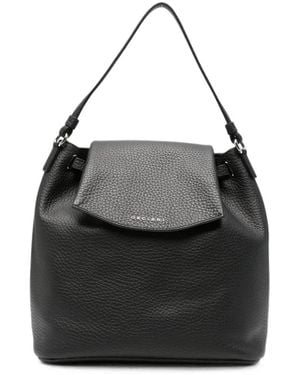 Orciani Grainy Leather Shoulder Bag - Black