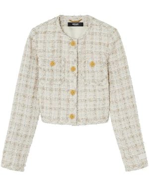 Versace Button-Up Tweed Jacket - White
