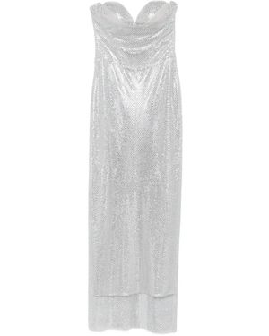 MITILIANE COUTURE Vestido Largo Con Apliques De Cristal - Blanco