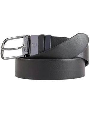 Piquadro Leather Prong-Buckle Belt - Grey