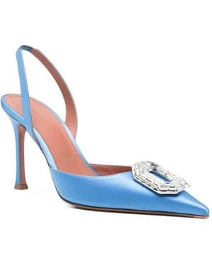 AMINA MUADDI Camelia Crystal-Embellished Slingback Court Shoes - Blue
