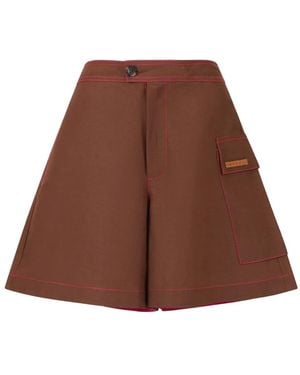Marni Logo-Patch Shorts - Brown