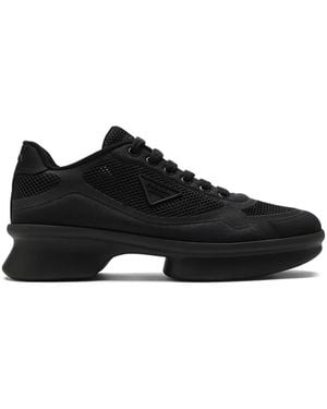 Prada Mesh-Panelled Platform Loafers - Black