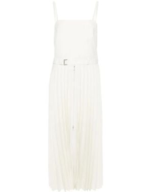 Sacai Pinstriped Pleated Maxi Dress - White