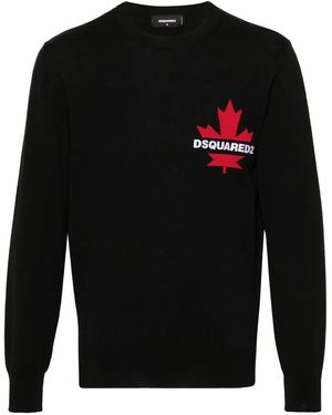 DSquared² ロゴインターシャ セーター - ブラック