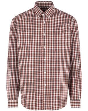 Aspesi Check-Print Button-Down Shirt - Red