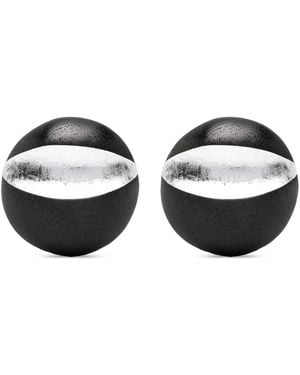 Monies Sirone Foil-Detail Circular Earrings - Black