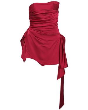 KENZIE KLAMBIE Strapless Ruched Mini Dress - Red